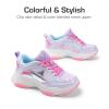 imageDREAM PAIRS Girls Sneakers Lace up Lightweight Sparkle StarGlow Breathable Jelly Sole Kids Walking Shoes Casual SportsHot PinkPurple