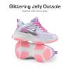 imageDREAM PAIRS Girls Sneakers Lace up Lightweight Sparkle StarGlow Breathable Jelly Sole Kids Walking Shoes Casual SportsHot PinkPurple