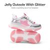 imageDREAM PAIRS Girls Sneakers Lace up Lightweight Sparkle StarGlow Breathable Jelly Sole Kids Walking Shoes Casual SportsPinkSilver