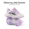 imageDREAM PAIRS Girls Sneakers Lace up Lightweight Sparkle StarGlow Breathable Jelly Sole Kids Walking Shoes Casual SportsPurplePink