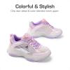 imageDREAM PAIRS Girls Sneakers Lace up Lightweight Sparkle StarGlow Breathable Jelly Sole Kids Walking Shoes Casual SportsPurplePink