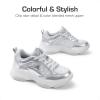 imageDREAM PAIRS Girls Sneakers Lace up Lightweight Sparkle StarGlow Breathable Jelly Sole Kids Walking Shoes Casual SportsSilver