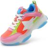 imageDREAM PAIRS Girls Sneakers Lace up Lightweight Sparkle StarGlow Breathable Jelly Sole Kids Walking Shoes Casual SportsRainbow