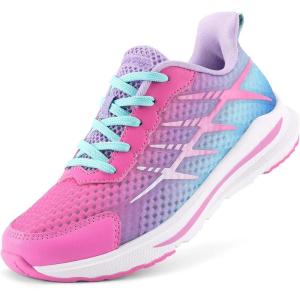 imageDREAM PAIRS Boys Girls Shoes Kids Tennis Athletic Running Footwear Lace Up Walking DuraPlay Breathable Lightweight Sneakers for LittleBig KidPurplePink