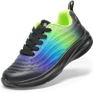 imageDREAM PAIRS Girls Boys Shoes Kids Tennis Sparkle Glitter Lace up Athletic Running SneakersBlackNavyNeon Green
