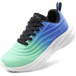 imageDREAM PAIRS Girls Boys Shoes Kids Tennis Sparkle Glitter Lace up Athletic Running SneakersLight GreenBlue