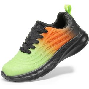 imageDREAM PAIRS Girls Boys Shoes Kids Tennis Sparkle Glitter Lace up Athletic Running SneakersNeon GreenOrangeBlack