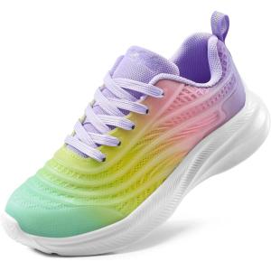 imageDREAM PAIRS Girls Boys Shoes Kids Tennis Sparkle Glitter Lace up Athletic Running SneakersRainbowPurple