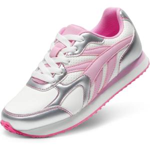 imageDREAM PAIRS Girls Sneakers Laceup Tennis Running Casual LilLegends Lightweight Classic Walking Shoes for LittleBig KidPinkSilver