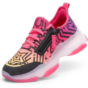 imageDREAM PAIRS Kids Girls Sneakers Zipper Casual Shoes Jelly Sole Sports Shoes Lightweight Walking ShoesBlackPink