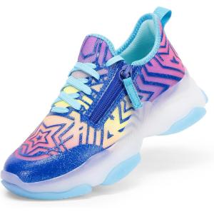 imageDREAM PAIRS Kids Girls Sneakers Zipper Casual Shoes Jelly Sole Sports Shoes Lightweight Walking ShoesBlue