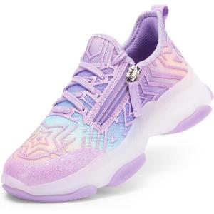 imageDREAM PAIRS Kids Girls Sneakers Zipper Casual Shoes Jelly Sole Sports Shoes Lightweight Walking ShoesPurple