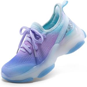 imageDREAM PAIRS Girls SlipOn Sneakers Kids Sparkle Pop Lightweight Jelly Sole Walking ShoesPurpleBlue
