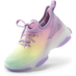 imageDREAM PAIRS Girls SlipOn Sneakers Kids Sparkle Pop Lightweight Jelly Sole Walking ShoesRainbowPurple