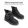 imageDREAM PAIRS Boys Girls Combat Ankle Boots Cowboy Cowgirl Western Embroidered Side Zipper Booties ToddlerLittle KidBig KidBlack
