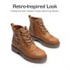 imageDREAM PAIRS Boys Girls Combat Ankle Boots Cowboy Cowgirl Western Embroidered Side Zipper Booties ToddlerLittle KidBig KidBrown