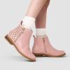 imageDREAM PAIRS Girls Ankle Boots with Side Zipper Low Heels ToddlerLittle KidBig KidPinkPu