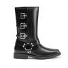 imageDREAM PAIRS Girls Boots Square Toe Knee High Motorcycle Booties with Buckles Riding Biker Boots Little KidBig KidBlack