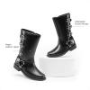 imageDREAM PAIRS Girls Boots Square Toe Knee High Motorcycle Booties with Buckles Riding Biker Boots Little KidBig KidBlack