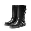 imageDREAM PAIRS Girls Boots Square Toe Knee High Motorcycle Booties with Buckles Riding Biker Boots Little KidBig KidBlack