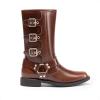 imageDREAM PAIRS Girls Boots Square Toe Knee High Motorcycle Booties with Buckles Riding Biker Boots Little KidBig KidBrown