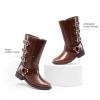 imageDREAM PAIRS Girls Boots Square Toe Knee High Motorcycle Booties with Buckles Riding Biker Boots Little KidBig KidBrown