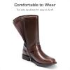 imageDREAM PAIRS Girls Boots Square Toe Knee High Motorcycle Booties with Buckles Riding Biker Boots Little KidBig KidDark Brown