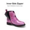 imageDREAM PAIRS Girls Boys Glitter Ankle Boots Side Zipper Combat Shoes with Buckles ToddlerLittle KidBig KidHot Pink