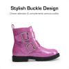 imageDREAM PAIRS Girls Boys Glitter Ankle Boots Side Zipper Combat Shoes with Buckles ToddlerLittle KidBig KidHot Pink
