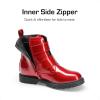 imageDREAM PAIRS Girls Boys Glitter Ankle Boots Side Zipper Combat Shoes with Buckles ToddlerLittle KidBig KidRed