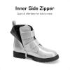 imageDREAM PAIRS Girls Boys Glitter Ankle Boots Side Zipper Combat Shoes with Buckles ToddlerLittle KidBig KidSilver