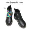 imageDREAM PAIRS Girls Boys Glitter Ankle Boots Side Zipper Combat Shoes with Lace Up for ToddlerLittle KidBig KidBlack