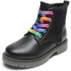 imageDREAM PAIRS Girls Boys Glitter Ankle Boots Side Zipper Combat Shoes with Lace Up for ToddlerLittle KidBig KidBlack