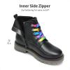 imageDREAM PAIRS Girls Boys Glitter Ankle Boots Side Zipper Combat Shoes with Lace Up for ToddlerLittle KidBig KidBlack