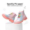 imageDREAM PAIRS Girls Boys Glitter Ankle Boots Side Zipper Combat Shoes with Lace Up for ToddlerLittle KidBig KidRainbowPink