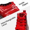 imageDREAM PAIRS Girls Boys Glitter Ankle Boots Side Zipper Combat Shoes with Lace Up for ToddlerLittle KidBig KidRedPu
