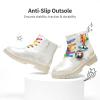 imageDREAM PAIRS Girls Boys Glitter Ankle Boots Side Zipper Combat Shoes with Lace Up for ToddlerLittle KidBig KidWhite