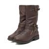 imageDREAM PAIRS Girls Buckle Zipper Knee High Winter BootsBrown