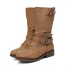 imageDREAM PAIRS Girls Buckle Zipper Knee High Winter BootsCamel