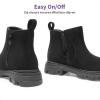 imageDREAM PAIRS Girls Chelsea Boots Side Zipper Lug Sole Ankle Booties ToddlerLittle KidBig KidBlack Suede