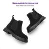 imageDREAM PAIRS Girls Chelsea Boots Side Zipper Lug Sole Ankle Booties ToddlerLittle KidBig KidBlack Suede