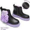 imageDREAM PAIRS Girls Chelsea Boots Side Zipper Lug Sole Ankle Booties ToddlerLittle KidBig KidBlackPurple