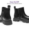 imageDREAM PAIRS Girls Chelsea Boots Side Zipper Lug Sole Ankle Booties ToddlerLittle KidBig KidBlackpu