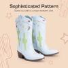 imageDREAM PAIRS Girls Cowboy Boots Cowgirl Mid Calf Western Boots with Low Heel Square Toe for Little KidBig KidLight Blue