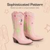 imageDREAM PAIRS Girls Cowboy Boots Cowgirl Mid Calf Western Boots with Low Heel Square Toe for Little KidBig KidPink