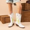imageDREAM PAIRS Girls Cowboy Boots Cowgirl Mid Calf Western Boots with Low Heel Square Toe for Little KidBig KidWhite