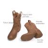 imageDREAM PAIRS Girls Cowboy Cowgirl Boots 2in1 Western Removable Cuff Fold Over Embroidered Fashion Mid Calf ShoesCamel