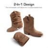 imageDREAM PAIRS Girls Cowboy Cowgirl Boots 2in1 Western Removable Cuff Fold Over Embroidered Fashion Mid Calf ShoesCamel
