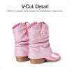 imageDREAM PAIRS Girls Cowboy Cowgirl Boots 2in1 Western Removable Cuff Fold Over Embroidered Fashion Mid Calf ShoesPink