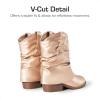 imageDREAM PAIRS Girls Cowboy Cowgirl Boots 2in1 Western Removable Cuff Fold Over Embroidered Fashion Mid Calf ShoesRose Gold